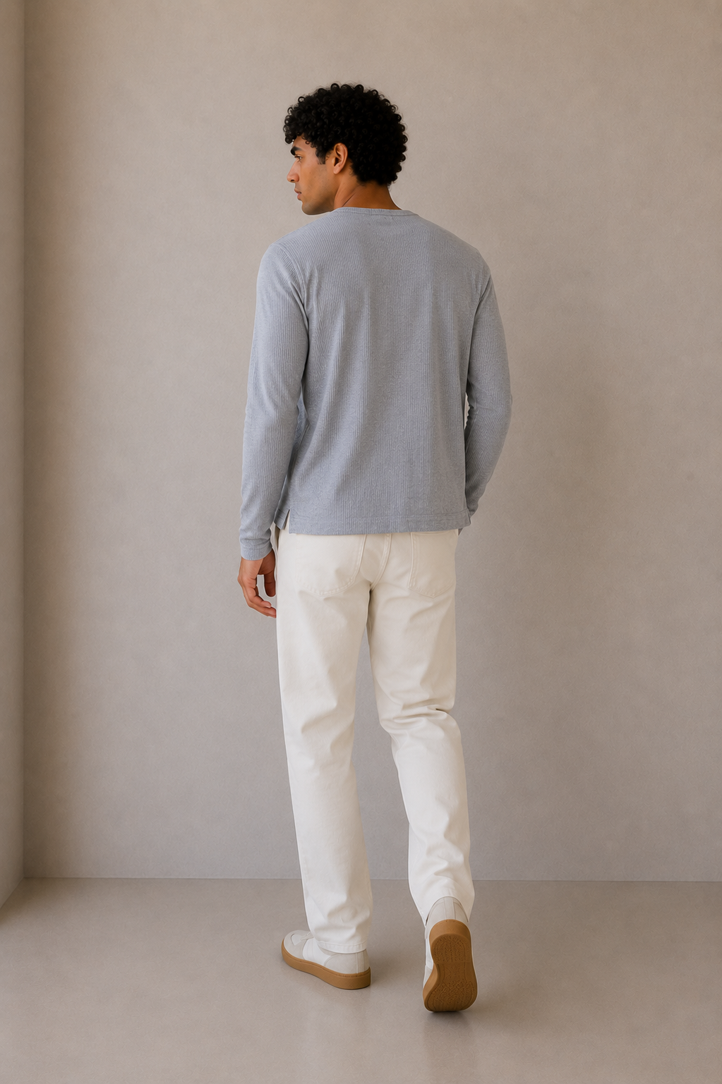 GREY  WAFFLE HENLEY