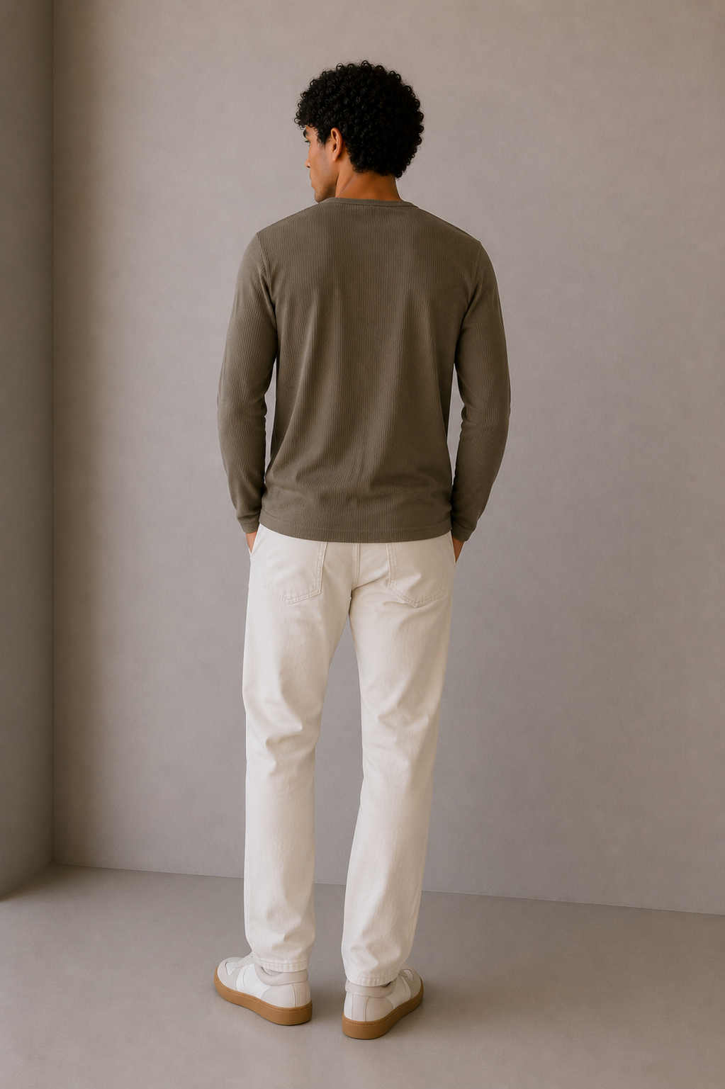 OLIVE WAFFLE HENLEY