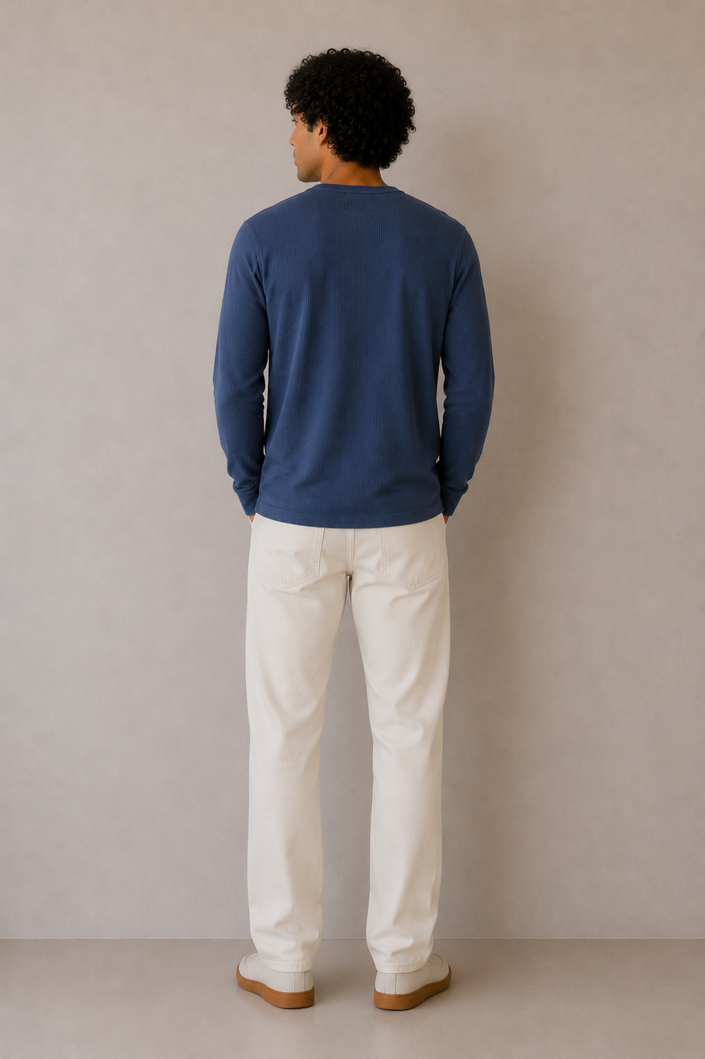 WAFFLE HENLEY REGULAR FIT BLUE