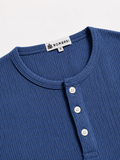 WAFFLE HENLEY REGULAR FIT BLUE