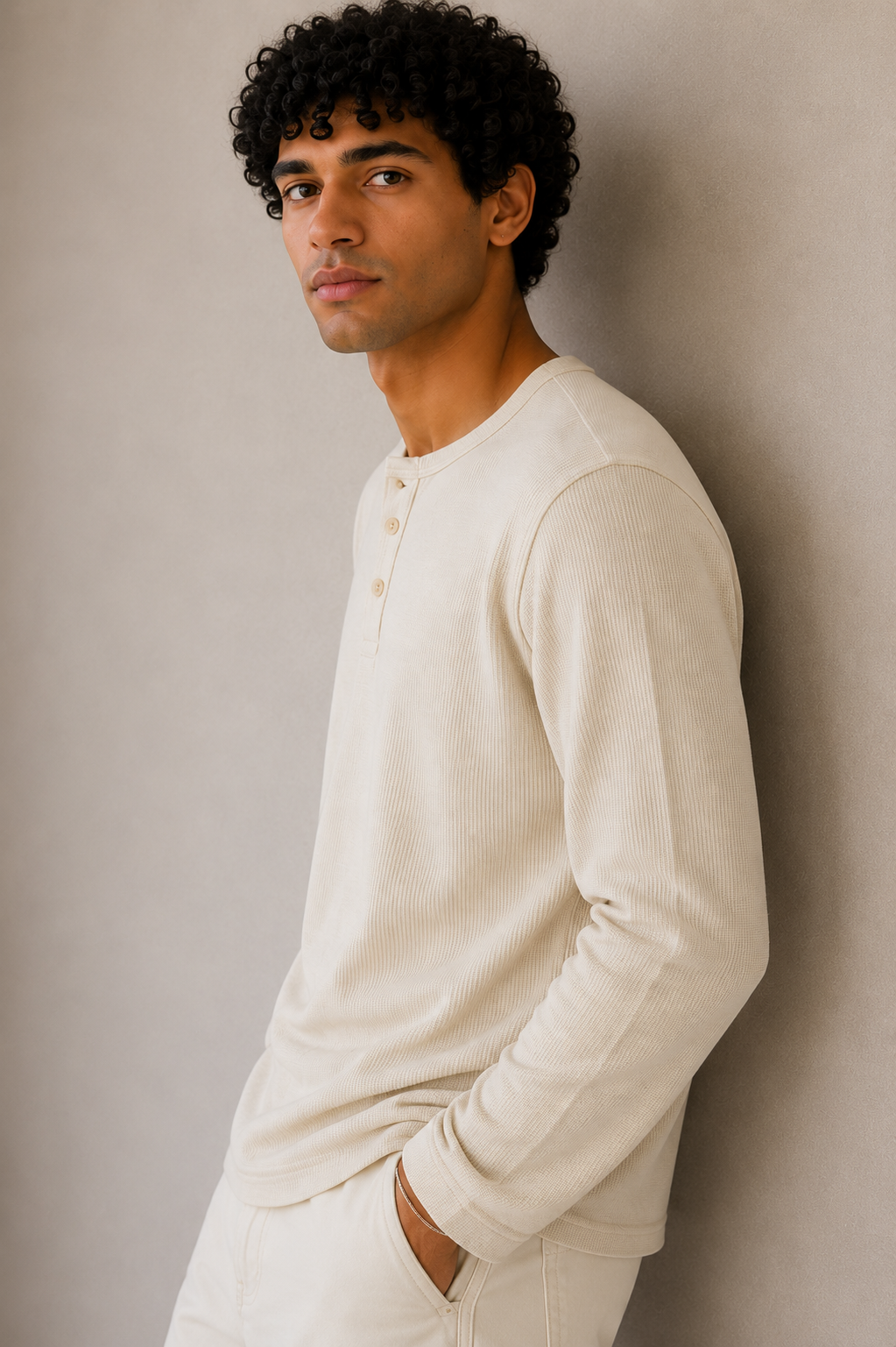WAFFLE HENLEY REGULAR FIT BUTTER