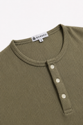 WAFFLE HENLEY REGULAR FIT OLIVE