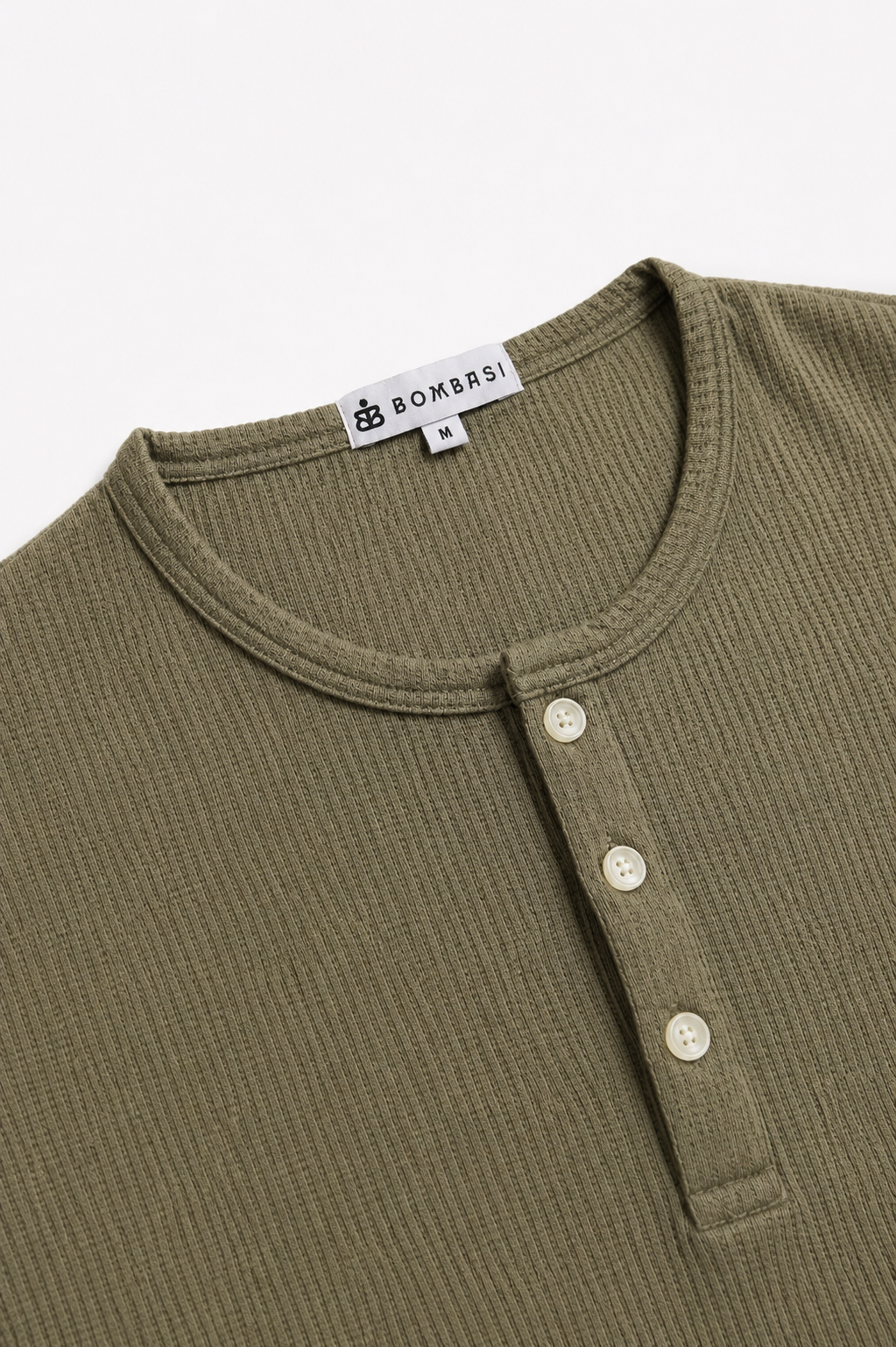 WAFFLE HENLEY REGULAR FIT OLIVE