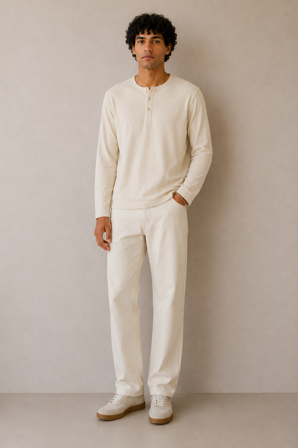 WAFFLE HENLEY REGULAR FIT BUTTER